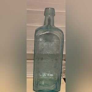 Vintage Schenck's Blue Ice Glass Medicine Bottle